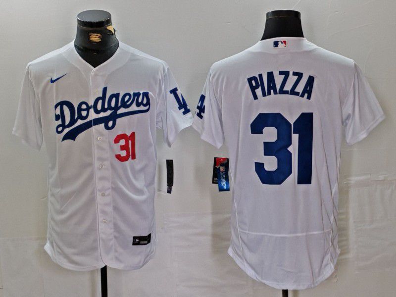 Men Los Angeles Dodgers 31 Piazza White Elite 2024 Nike MLB Jersey style 2